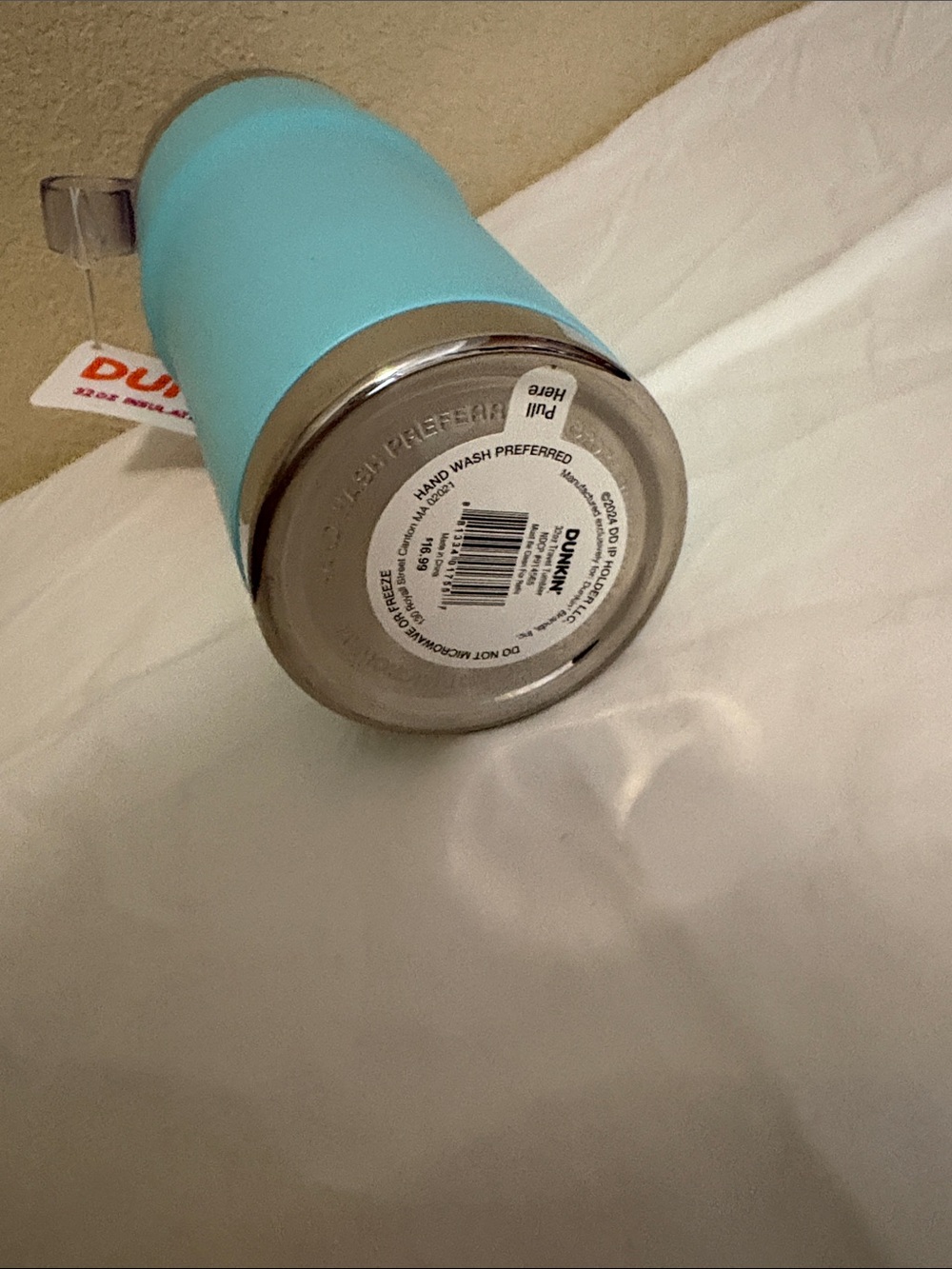 Dunkin' 32 oz Stainless Steel Insulated Tumbler Aqua Blue w/Lid & Straw - Picture 3 of 4